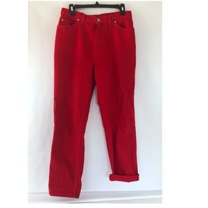 vintage red straight leg high waisted jeans pants